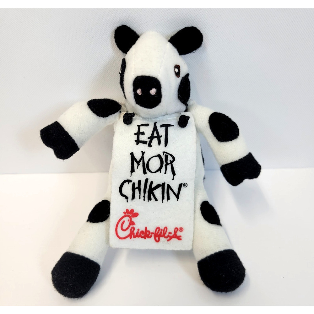 Chick-fil-A Eat Mor Chikin Mascot Cow Plush White Black Stuffed‎ Animal Toy 2005